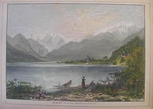 Zell am See. Kolorierter Holzstich v. Aarland n. Heyn 1874, 18,5 x 26,5 cm