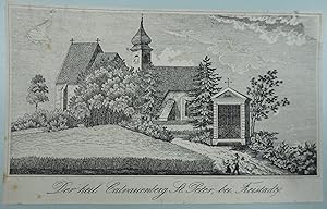 Bild des Verkufers fr Der heil. Calvarienberg St. Peter, bei Freistadt. Lithographie aus Reinold "Erinnerungen an merkwrdige Gegenstnde" Wien um 1835, 9 x 17 cm zum Verkauf von Antiquariat Johannes Mller