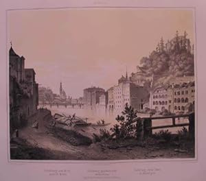 Salzburg gesehen vom Michaelsthor. Tonlithographie v. L. Rottmann n. G. Pezolt aus "Salzburg und ...