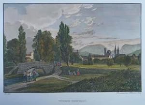 Bild des Verkufers fr Wiener Neustadt. Kolorierter Stahlstich v. Rosmsler n. R. Alt aus Duller "Die malerischen und romantischen Donaulnder" Leipzig 1838-40, 10,5 x 16 cm zum Verkauf von Antiquariat Johannes Mller