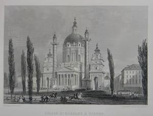 Eglise St. Charles à Vienne. Stahlstich v. Rouargue aus Marnier "Voyage pittoresque en Allemagne ...