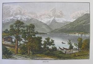 Zell am See. Kolorierter Holzstich n. Hinterholzer 1889, 12 x 19 cm