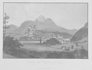 Bild des Verkufers fr Salzburg vom Kreuzberge bei Aigen. Stahlstich aus Baldi "Album von Obersterreich und Salzburg" Salzburg um 1850, 10 x 15,5 cm zum Verkauf von Antiquariat Johannes Mller