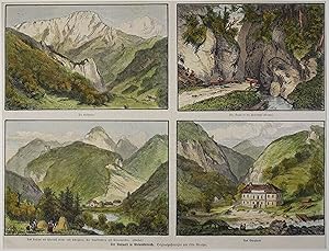 Der Naßwald in Niederösterreich. Kolorierter Holzstich mit vier Ansichten n. Otto Günther um 1875...