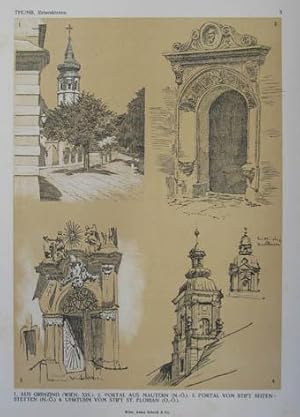 Lithographie v. E. Thumb aus "Reiseskizzen aus Nieder-Österreich Ober-Österreich und Tirol" Wien ...