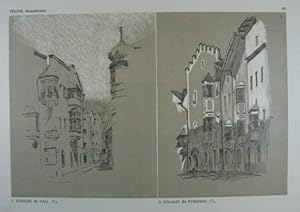 Bild des Verkufers fr Lithographie v. E. Thumb aus "Reiseskizzen aus Nieder-sterreich Ober-sterreich und Tirol" Wien Schroll 1908, (1.) 17,5 x 14 cm, (2.) 17,5 x 12,5 cm zum Verkauf von Antiquariat Johannes Mller