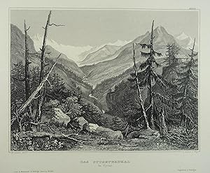 Bild des Verkufers fr Das Stubeyerthal in Tyrol. Stahlstich v. I. Siebert nach Brokedon, Hildburghausen, BI um 1850, 14 x 19,5 cm zum Verkauf von Antiquariat Johannes Mller