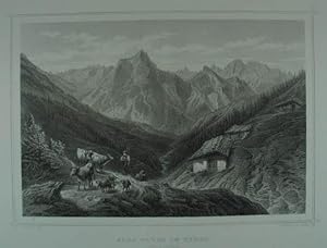 Bild des Verkufers fr Alpe Plums in Tyrol (Unter Innthal). Stahlstich v. Reisinger n. Rohbock aus Ruthner "Das Kaiserthum Oesterreich" Darmstadt, Lange 1871, 11,5 x 17 cm zum Verkauf von Antiquariat Johannes Mller