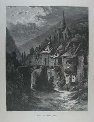 Bild des Verkufers fr Murau. Holzstich v. Closs n. R. Pttner aus "Unser Vaterland" Stuttgart um 1880, 24 x 19 cm zum Verkauf von Antiquariat Johannes Mller