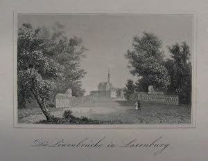 Bild des Verkufers fr Die Lwenbrcke in Laxenburg. Stahlstich aus Schimmer "Das Kaiserthum Oesterreich" Darmstadt 1842, 5 x 8 cm zum Verkauf von Antiquariat Johannes Mller