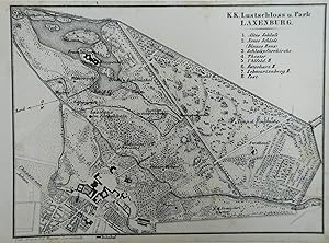 Bild des Verkufers fr K.K. Lustschloss u. Park Laxenburg. Lithographierter Plan, Darmstadt Ed. Wagner um 1860, 9,5 x 13 cm zum Verkauf von Antiquariat Johannes Mller