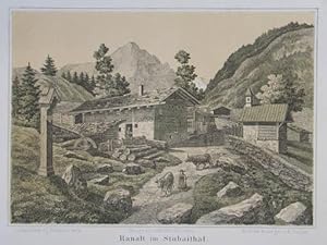 Bild des Verkufers fr Ranalt im Stubaithal. Getnte Lithographie n. A. Ziegler aus Amthor "Der Alpenfreund" Gera 1873, 12 x 17 cm zum Verkauf von Antiquariat Johannes Mller