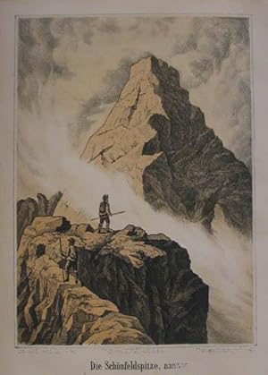 Die Schönfeldspitze. Tonlithographie n. Posselt aus Amthor "Der Alpenfreund" Gera 1876, 16,5 x 12 cm