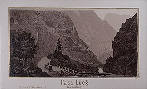 Pass Lueg. Bei Golling. Lithographie Frankfurt Ph. Frey um 1870, 5 x 9,5 cm