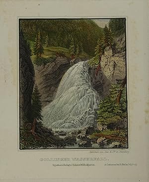 Gollinger Wasserfall. Kolorierter Stahlstich v. Serz aus "Album vom Salzburger Alpenlande" Gastei...