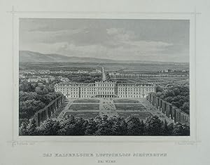 Das Kaiserliche Lustschloss Schönbrunn bei Wien. Stahlstich v. C. Rorich n. L. Rohbock aus Ruthne...