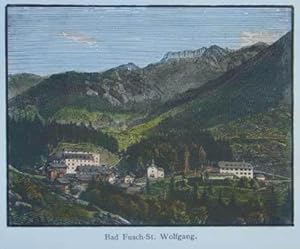 Bild des Verkufers fr Bad Fusch-St. Wolfgang (Salzburg). Kolorierter Holzstich um 1890, 6,5 x 8,5 cm zum Verkauf von Antiquariat Johannes Mller