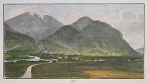 Zirl. Kolorierter Holzstich um 1890, 9 x 16,5 cm