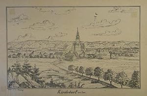 Bild des Verkufers fr Kirchdorf am Inn. Lithographie n. H. Claudi aus "Unser Obersterreich" Ried, J. Fridrich (Prevereinsdruckerei) 1890-92, 16,5 x 27 cm zum Verkauf von Antiquariat Johannes Mller