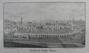 Ansicht der Stadt Steyr. Lithographie v. Ignaz Rode aus F. X. Pritz "Beschreibung und Geschichte ...