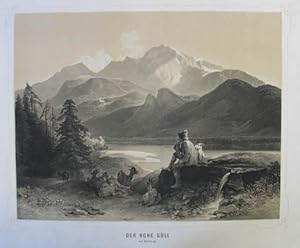Der Hohe Göll. Tonlithographie v. Libay n. J. Fischbach, Wien J. Höfelich 1848, 36,5 x 47 cm