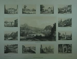 Salzburg. Tonlithographie von u. nach Sandmann, gedruckt bei J. Höfelich. Salzburg, G. Baldi um 1...