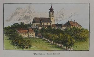 Imagen del vendedor de Pfarrkirchen. Kolorierter Holzstich n. F. Kulstrunk aus "Heimatkunde von Steyr" 1894, 6,5 x 12 cm a la venta por Antiquariat Johannes Mller