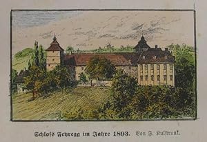 Imagen del vendedor de Schloss Feyregg im Jahre 1893. Kolorierter Holzstich n. F. Kulstrunk aus "Heimatkunde von Steyr" 1894, 5 x 8 cm a la venta por Antiquariat Johannes Mller