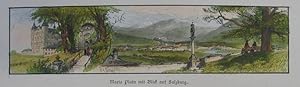 Bild des Verkufers fr Maria Plain mit Blick auf Salzburg. Kolorierter Holzstich n. Richard Pttner 1889, 4,5 x 19 cm zum Verkauf von Antiquariat Johannes Mller