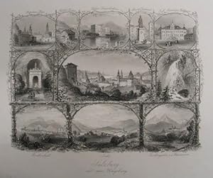 Bild des Verkufers fr Salzburg und seine Umgebung. Stahlstich aus "Payne's Universum" Leipzig / Dresden 1850-60, 14 x 18 cm zum Verkauf von Antiquariat Johannes Mller