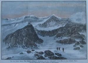 Bild des Verkufers fr Aus den tiroler Alpen: Das Kaiser-Elisabeth-Schutzhaus auf dem Bechergipfel (3200 Mtr.) in den Stubaier Alpen. Kolorierter Holzstich n. Gustav Hausmann um 1890, 16 x 22,5 cm zum Verkauf von Antiquariat Johannes Mller