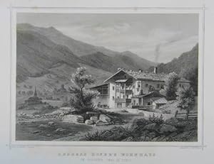 Seller image for Andreas Hofer's Wohnhaus im Passeyer Thal in Tyrol. Stahlstich v. G. M. Kurz n. Julius Lange aus Schimmer "Das Kaiserthum Oesterreich" Darmstadt 1842, 11 x 16 cm for sale by Antiquariat Johannes Mller