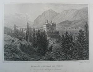 Schloss Ambras in Tirol. Stahlstich v. Hablitschek n. Lange aus Schimmer "Das Kaiserthum Oesterre...