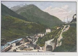 Bild des Verkufers fr Tunneleingang bei St. Anton. Kolorierter Holzstich 1892, 10 x 15 cm zum Verkauf von Antiquariat Johannes Mller