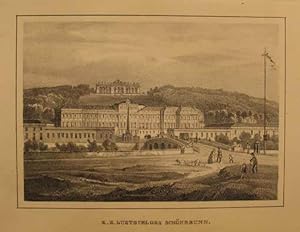 K. K. Lustschloss Schönbrunn. Lithographie bei Joh. Schönberg, Wien um 1850, 11 x 15 cm