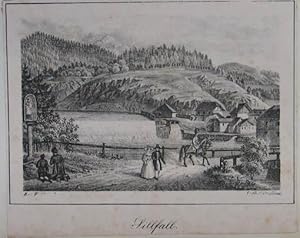 Sillfall. Lithographie v. Czichna aus "Erinnerung an Tirol" Innsbruck, F. Unterberger um 1845 7,5...