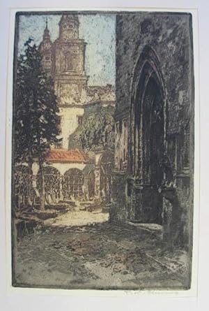 Bild des Verkufers fr v. Tanna Kasimir-Hoernes (1887-1972) "Aus dem Petersfriedhof", um 1920, rechts unten eigenh. signiert.- Eins v. 50 Ex. auf kaiserlich Tenjugo-Japan, 18 x 11,5 cm zum Verkauf von Antiquariat Johannes Mller