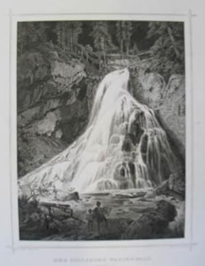Der Gollinger Wasserfall (Salzburg). Stahlstich v. Rorich n. Rohbock aus Ruthner "Das Kaiserthum ...