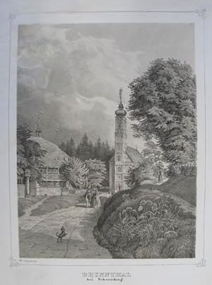 Brunnthal bei Scheerding. Tonlithographie v. B(eda). Weinmann aus "Die Städte, Märkte, Klöster un...