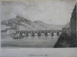 Salzburg am rechten Ufer. Lithographie v. J. Oberer, aus der gr. Serie "Lithographischer Ansichte...