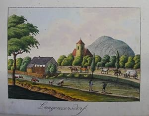 Langenzersdorf. Altkolorierte Lithographie aus Darnaut "Kirchliche Topographie von Österreich" Wi...