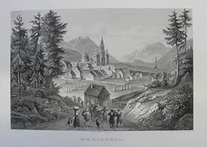 Bild des Verkufers fr Mariazell. Stahlstich v. Witthft n. Mayer aus Seidl "Wanderungen durch Tyrol und Steyermark", Leipzig 1840-41, 9,5 x 15,5 cm zum Verkauf von Antiquariat Johannes Mller