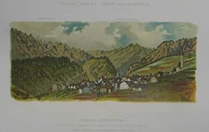 Seller image for Nauders (i. Oberinnthal.) Chromolithographie aus "Mignon-Gallerie Tiroler Landschaften" Meran, F. A. C. M. Reisch um 1900, 5,5 x 13 cm for sale by Antiquariat Johannes Mller