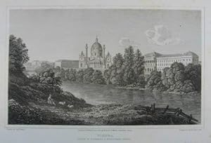 Vienna Church of St. Charles & Polytechnic School. Stahlstich v. G. Corbould aus Batty "German Sc...