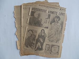 Image du vendeur pour Boston Daily Advertiser - Boston Record (Thursday, November 9, 1922) Newspaper (Cover Headline: [Douglas] WOODHOUSE ADMITS LOVE) mis en vente par Bloomsbury Books