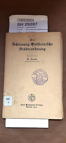 Die Schleswig-Holsteinische Städteordnung