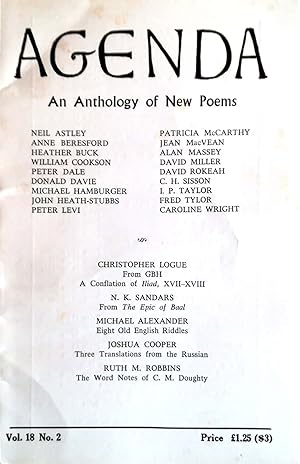 Bild des Verkufers fr AGENDA. An Anthology of New Poems. Edited by William Cookson. Vol. 18, No. 2. zum Verkauf von Versandantiquariat Ruland & Raetzer