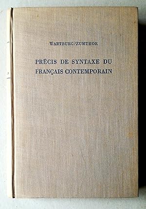 Bild des Verkufers fr Precis de syntaxe du francais contemporain. zum Verkauf von Versandantiquariat Ruland & Raetzer