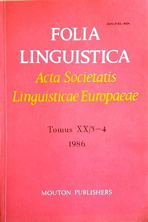 Seller image for Folia Linguistica. Acta Societatis Linguisticae Europaeae. Tomus XX/ 3-4 (1986). for sale by Versandantiquariat Ruland & Raetzer