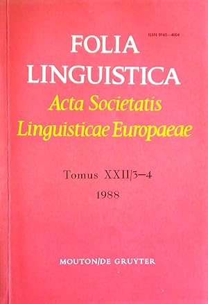 Seller image for Folia Linguistica. Acta Societatis Linguisticae Europaeae. Tomus XXII/ 3-4 (1988). for sale by Versandantiquariat Ruland & Raetzer